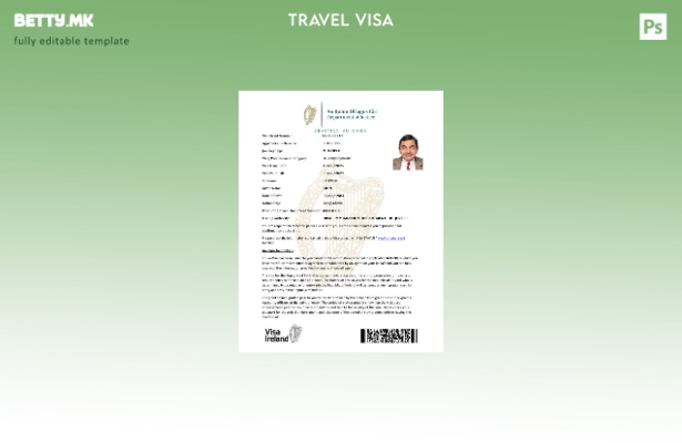 Модерен стил на Ирска и шаблон за виза во формати Word и Pdf